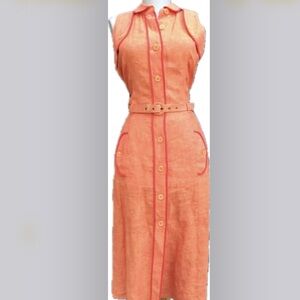 Max Mara Weekend Linen Flax Belted Dress Retro size